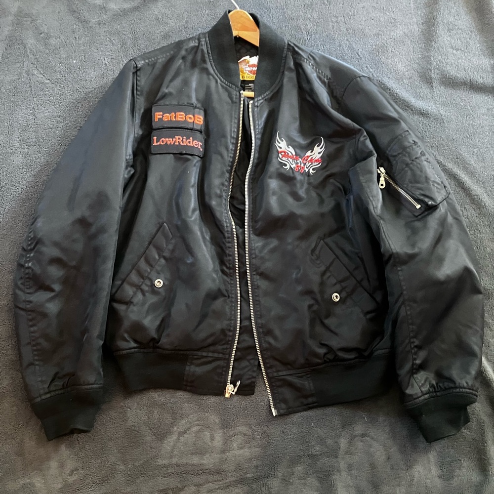 Harley-Davidson Black Bomber Jacket with Embroidered Patches